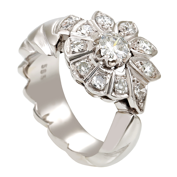 Diamantring, 14K, Weißgold, Brillant (en) 0,30 ct