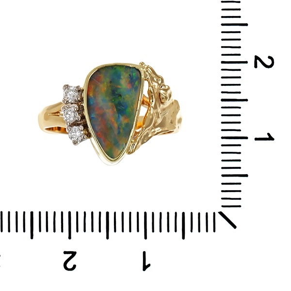 Ring, 14K, Gelbgold, Brillant, Opal