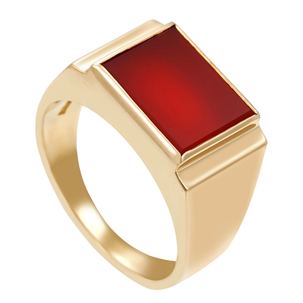Herrenring, 14K, Gelbgold, Karneol