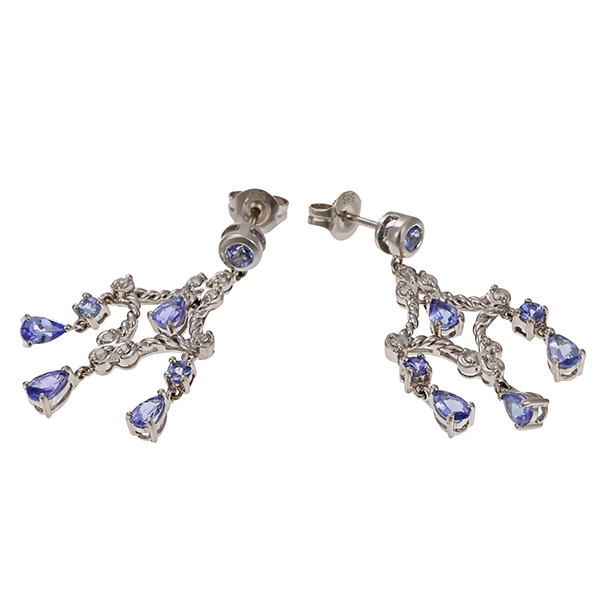 Steckhänger, 14K, Weißgold, Tansanit, Brillant