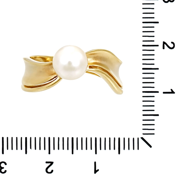 Ring, 14K, Gelbgold, Perle