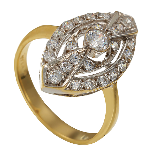 Ring, 14K, Gelb-/Weißgold, Zirkonia
