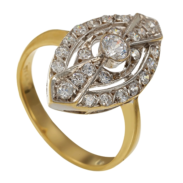 Ring, 14K, Gelb-/Weißgold, Zirkonia