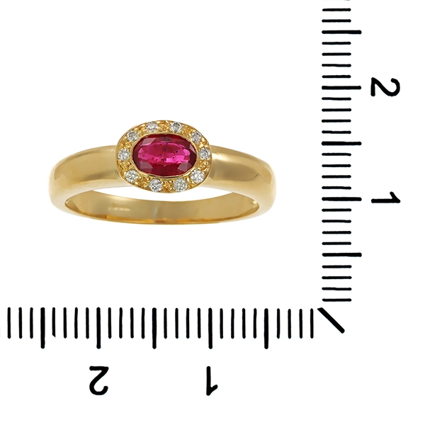 Ring, 18K, Gelbgold, Rubin, Brillanten