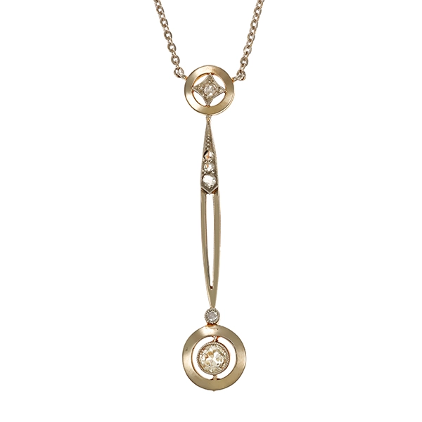 Collier, 14K, Gelb-/Weißgold, Diamanten, L38cm