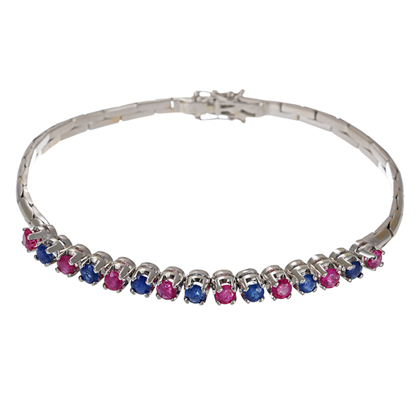 Armband, 18K, Weißgold, Rubine, Saphire