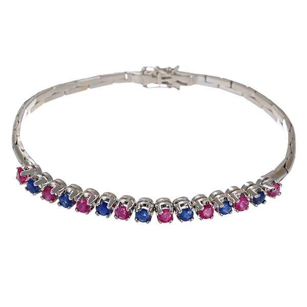 Armband, 18K, Weißgold, Rubine, Saphire