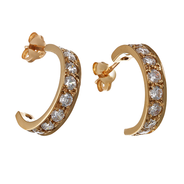 Steckcreolen, 8K, Gelbgold, 22 Zirkonia