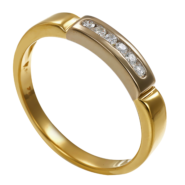 Diamantring, 18K, Gelb-/Weißgold, Brillanten