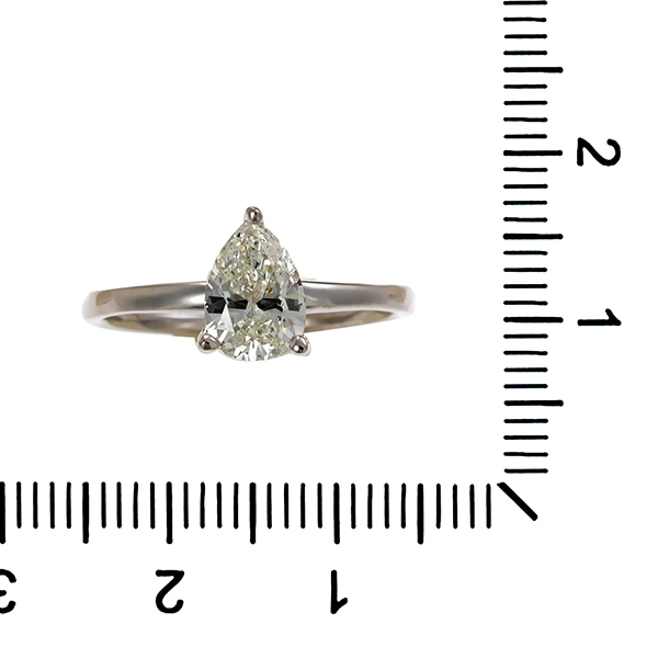 Diamantring, 14K, Weißgold, Diamant-Tropfen