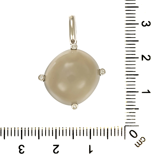 Anhänger, 18K, Weißgold, Mondstein, Brillanten