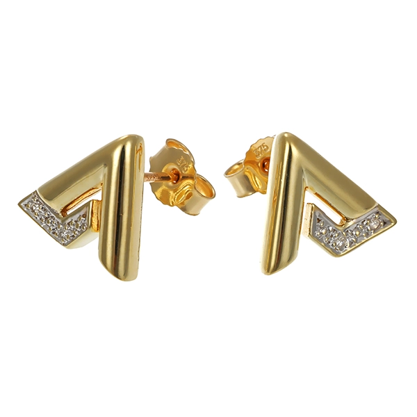 Ohrstecker, 9K, Gelb-/Weißgold, Diamanten