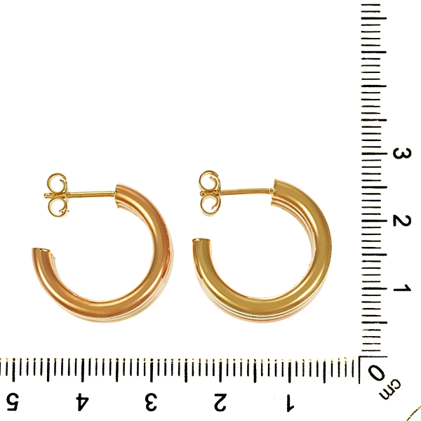 Steckcreolen, 14K, Rot-/Weiß-/Gelbgold