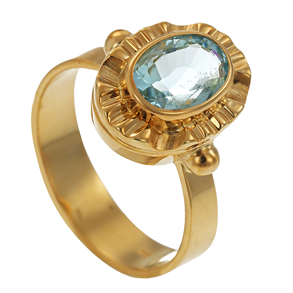 Ring, 14K, Gelbgold, Aquamarin