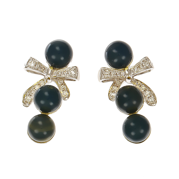 Ohrstecker, 18K, Weißgold, Diamanten, Schmucksteine