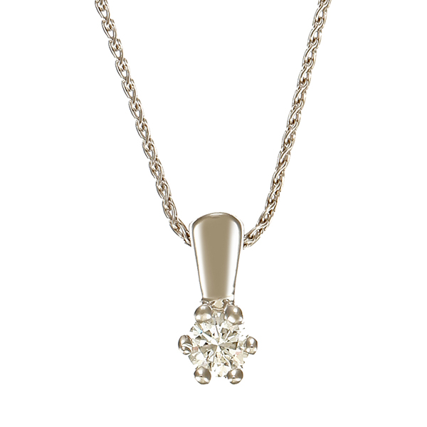 Collier, 14K, Weißgold, Brillant 0,13 ct