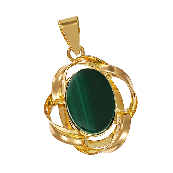 Anhänger, 18K, Gelbgold, Malachit