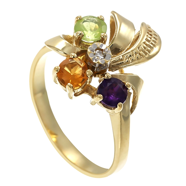 Ring, 8K, Gelb-/Weißgold, diverse Edelsteine