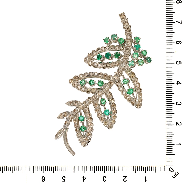 Anhänger, 18K, Weißgold, Smaragd, Diamanten