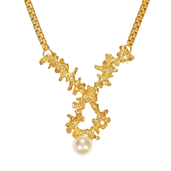 Collier, 14K, Gelbgold, Perle