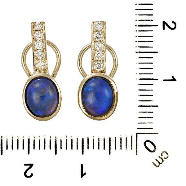 Ohrclips, 14K, Weißgold, Brillant, Opal
