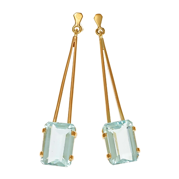 Ohrringe, 14K, Gelbgold, Aquamarin