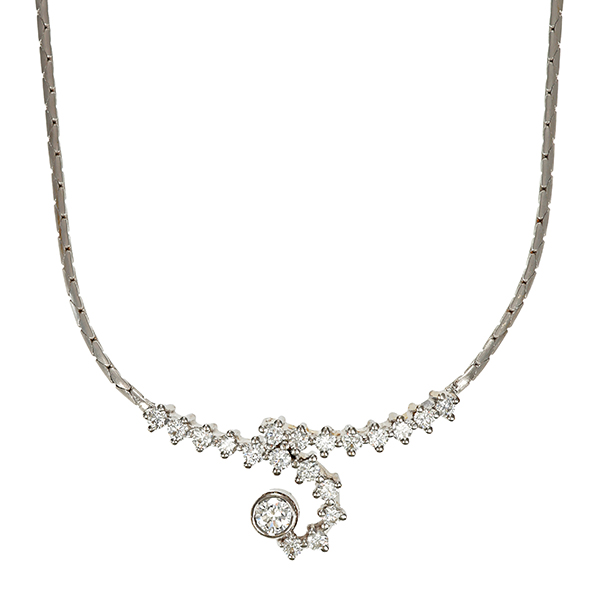 Collier, 14K, Weißgold, Brillant