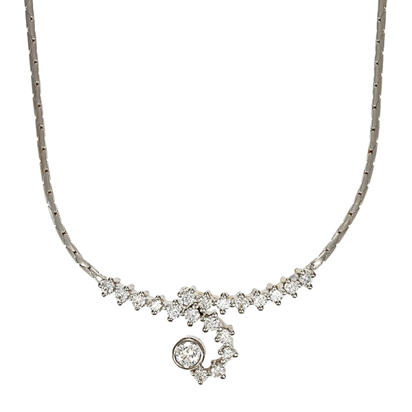 Collier, 14K, Weißgold, Brillant