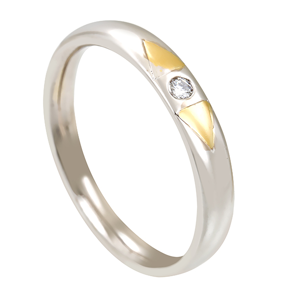Diamantring, 18K, Weiß-/Gelbgold, Brillant
