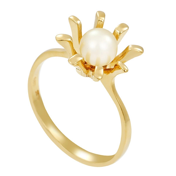 Ring, 14K, Gelbgold, Perle
