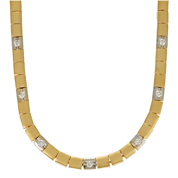 Collier, 14K, Gelb-/Weißgold, Brillanten