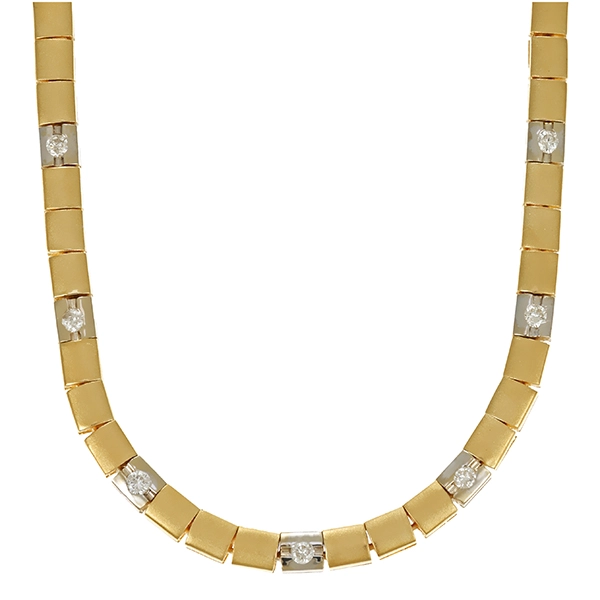 Collier, 14K, Gelb-/Weißgold, Brillanten