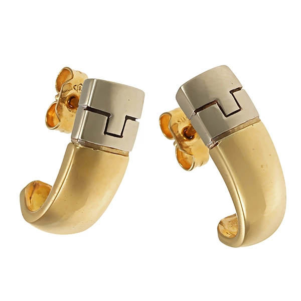 Steckcreolen, 14K, Gelb-/Weißgold