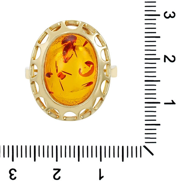 Ring, 14K, Gelbgold, Bernstein