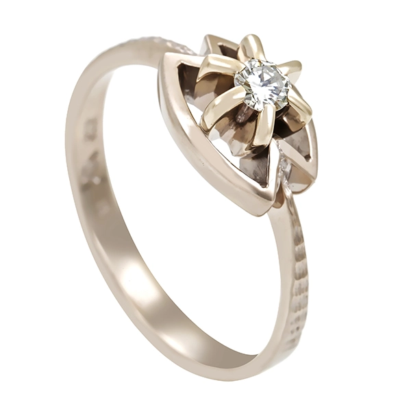 Diamantring, 14K, Weißgold, Brillant 0,12 ct