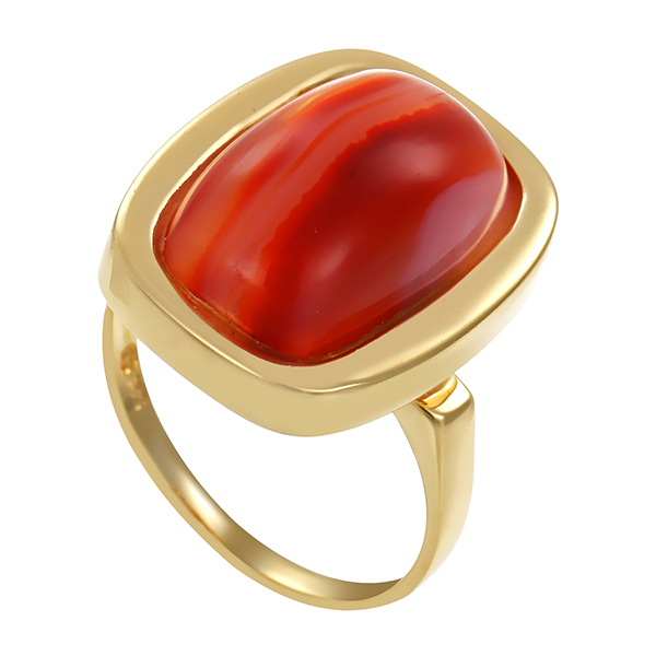 Ring, 14K, Gelbgold, Achat