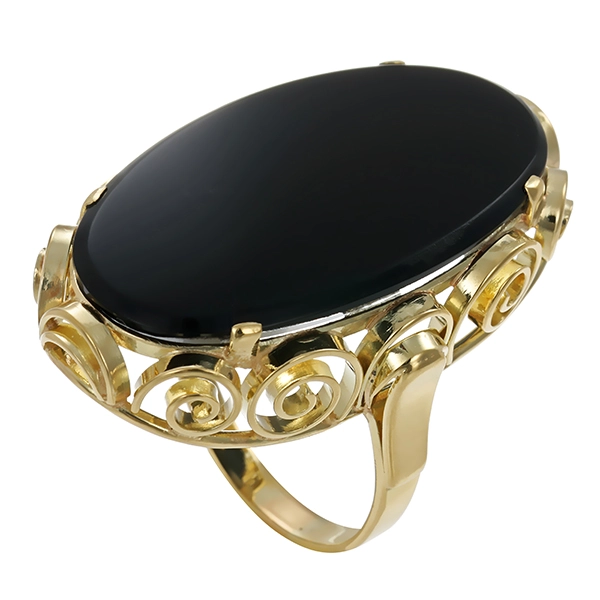 Ring, 14K, Gelbgold, Onyx