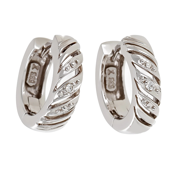 Creolen, 14K, Weißgold, Brillanten