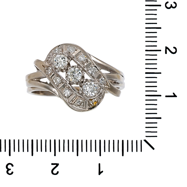 Ring, 14K, Weißgold, Diamant