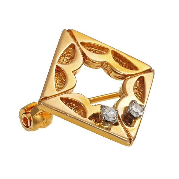 Brosche, 9K, Gelbgold, Diamanten