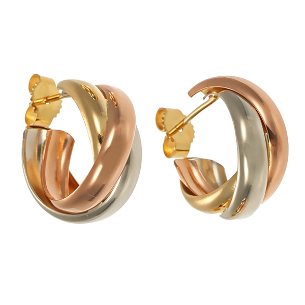 Steckcreolen, 18K, Gelb-/Weiß-/Rotgold