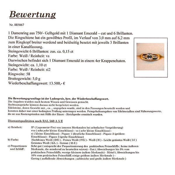Diamantring, 18K, Gelbgold, Diamant, Brillanten