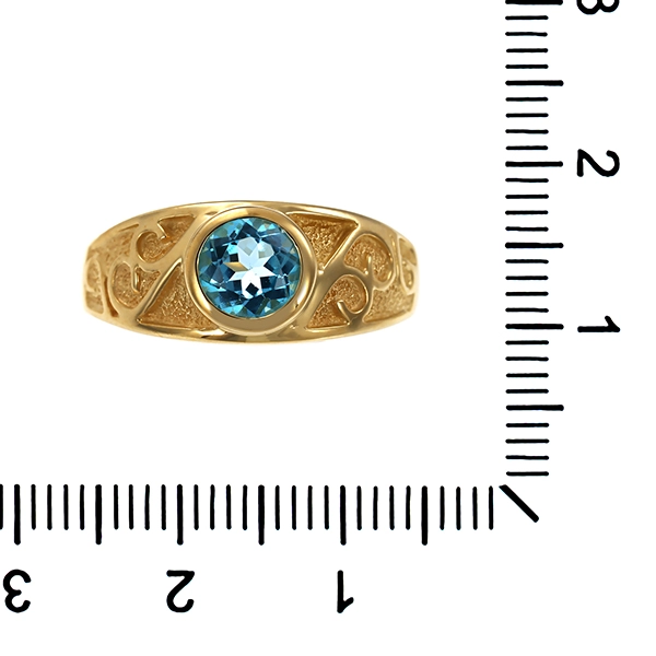 Ring, 9K, Gelbgold, Topas blau