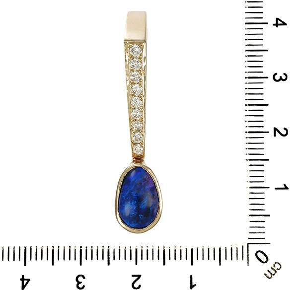 Anhänger, 14K, Weißgold, Brillant, Opal