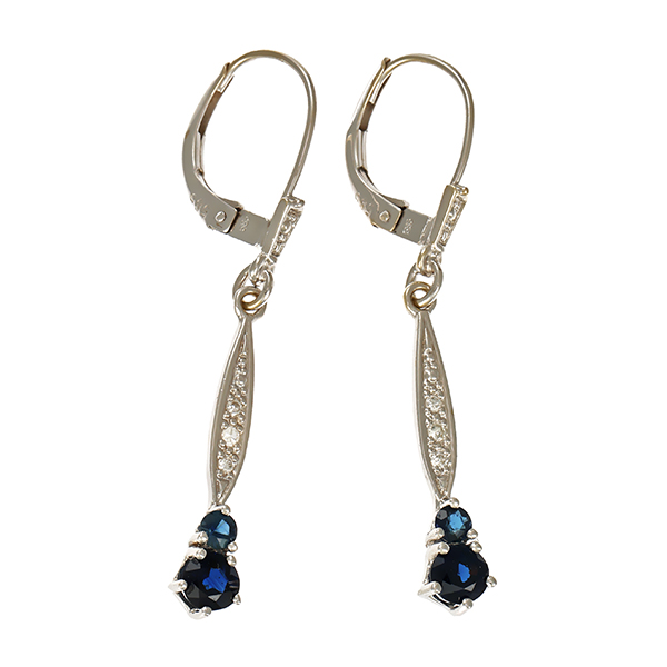 Ohrhänger, 14K, Weißgold, Saphire, Diamanten