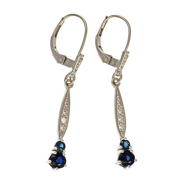 Ohrhänger, 14K, Weißgold, Saphire, Diamanten