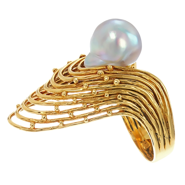 Ring, 18K, Gelbgold, Perle