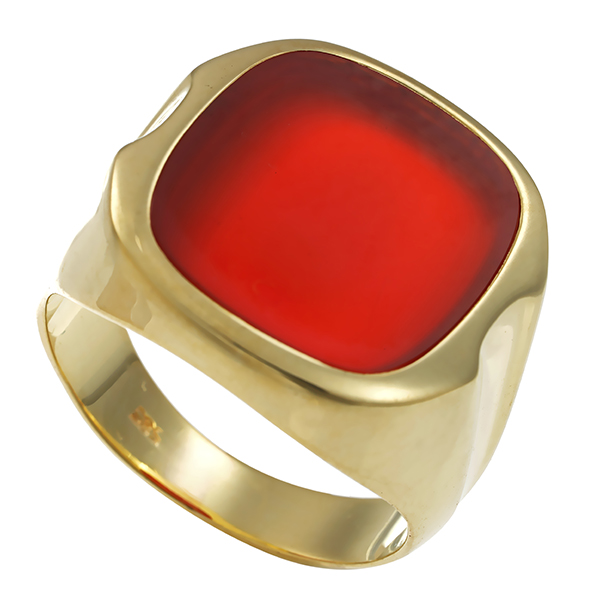 Herrenring, 14K, Gelbgold, Karneol