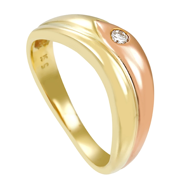 Diamantring, 14K, Rot-/Gelbgold, Brillant