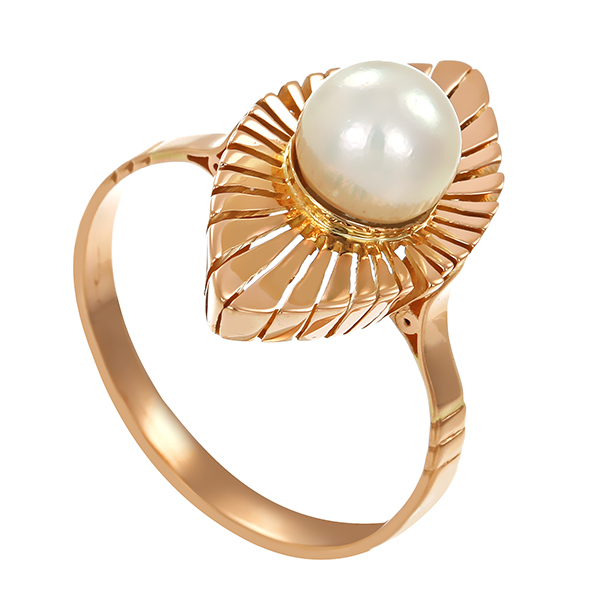 Ring, 18K, Gelbgold, Perle 